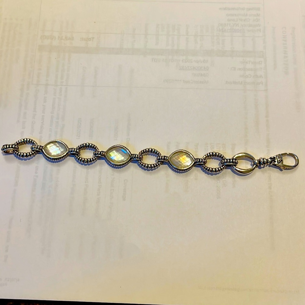 Great Lagos bracelet with antique sterling silver and clear gemstones.